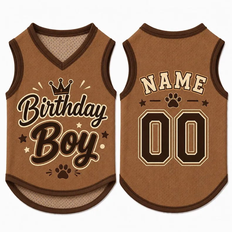 Birthday Boy Dog Shirt, Personalized Pet Jersey, Custom Name Number Dog Cat Clothes, Adorable Pet Birthday Outfit, Cute Dog Cat Jersey Shirt