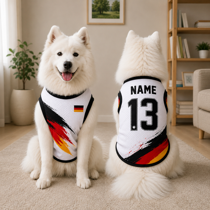 Pet Soccer Germany Jersey, Team Dog Shirt, Game Day Outfit for Dogs, Football Cat Clothes, Custom Name Number Puppy Football Jersey