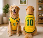 Custom Brazil Dog Soccer Jersey, Personalized Pet Football Shirt, Brazil Fan Dog Jersey, Soccer Pet Outfit, Dog Team Jersey