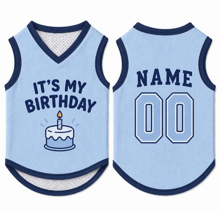 Custom Dog Birthday Jersey, Personalized Pet Birthday Shirt, It's My Birthday Dog Outfit, Name Number Pet Clothing, Birthday Pet Shirt