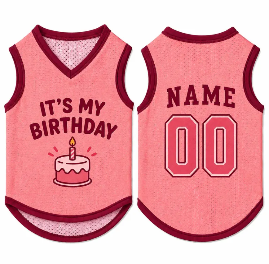 Custom Dog Birthday Jersey, Personalized Pet Birthday Shirt, It's My Birthday Dog Outfit, Name Number Pet Clothing, Birthday Pet Shirt