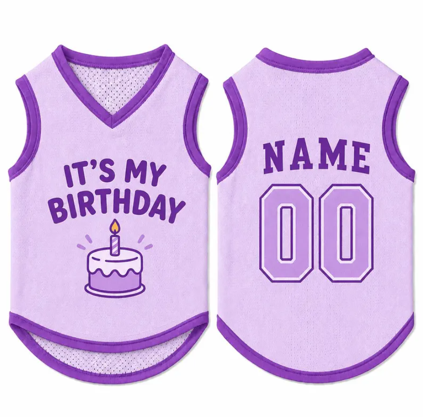 Custom Dog Birthday Jersey, Personalized Pet Birthday Shirt, It's My Birthday Dog Outfit, Name Number Pet Clothing, Birthday Pet Shirt
