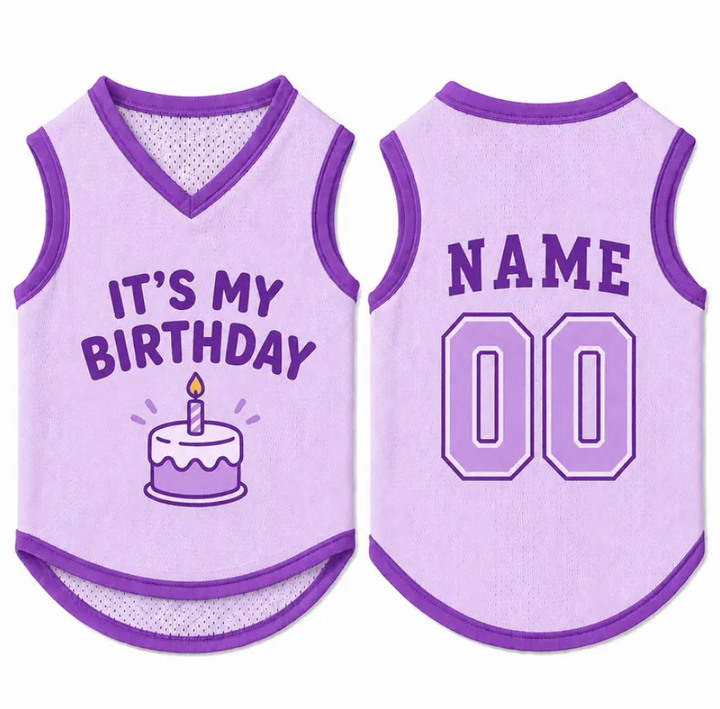 Custom Dog Birthday Jersey, Personalized Pet Birthday Shirt, It's My Birthday Dog Outfit, Name Number Pet Clothing, Birthday Pet Shirt