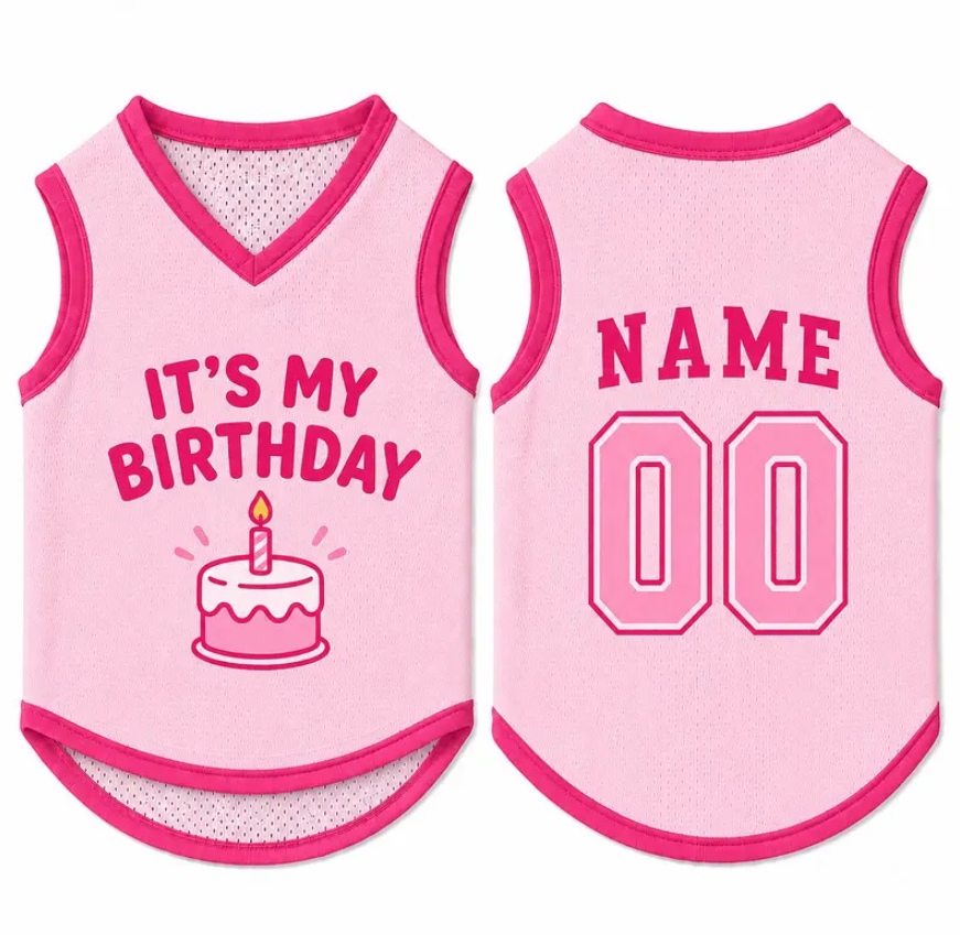 Custom Dog Birthday Jersey, Personalized Pet Birthday Shirt, It's My Birthday Dog Outfit, Name Number Pet Clothing, Birthday Pet Shirt