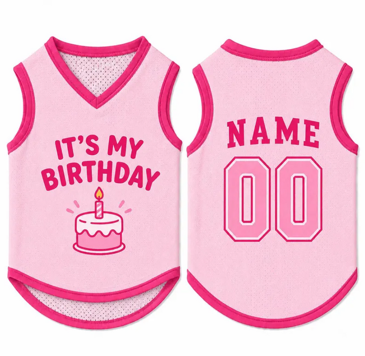 Custom Dog Birthday Jersey, Personalized Pet Birthday Shirt, It's My Birthday Dog Outfit, Name Number Pet Clothing, Birthday Pet Shirt