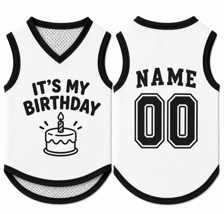 Custom Dog Birthday Jersey, Personalized Pet Birthday Shirt, It's My Birthday Dog Outfit, Name Number Pet Clothing, Birthday Pet Shirt
