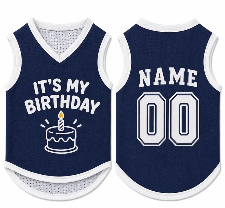 Custom Dog Birthday Jersey, Personalized Pet Birthday Shirt, It's My Birthday Dog Outfit, Name Number Pet Clothing, Birthday Pet Shirt