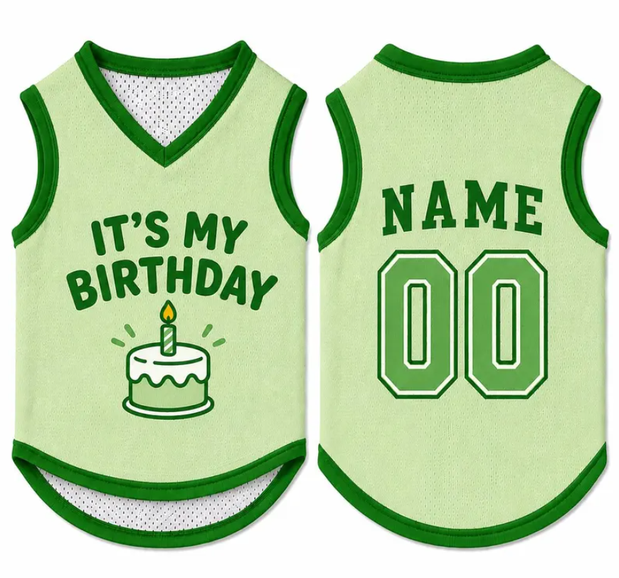 Custom Dog Birthday Jersey, Personalized Pet Birthday Shirt, It's My Birthday Dog Outfit, Name Number Pet Clothing, Birthday Pet Shirt