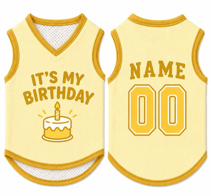 Custom Dog Birthday Jersey, Personalized Pet Birthday Shirt, It's My Birthday Dog Outfit, Name Number Pet Clothing, Birthday Pet Shirt