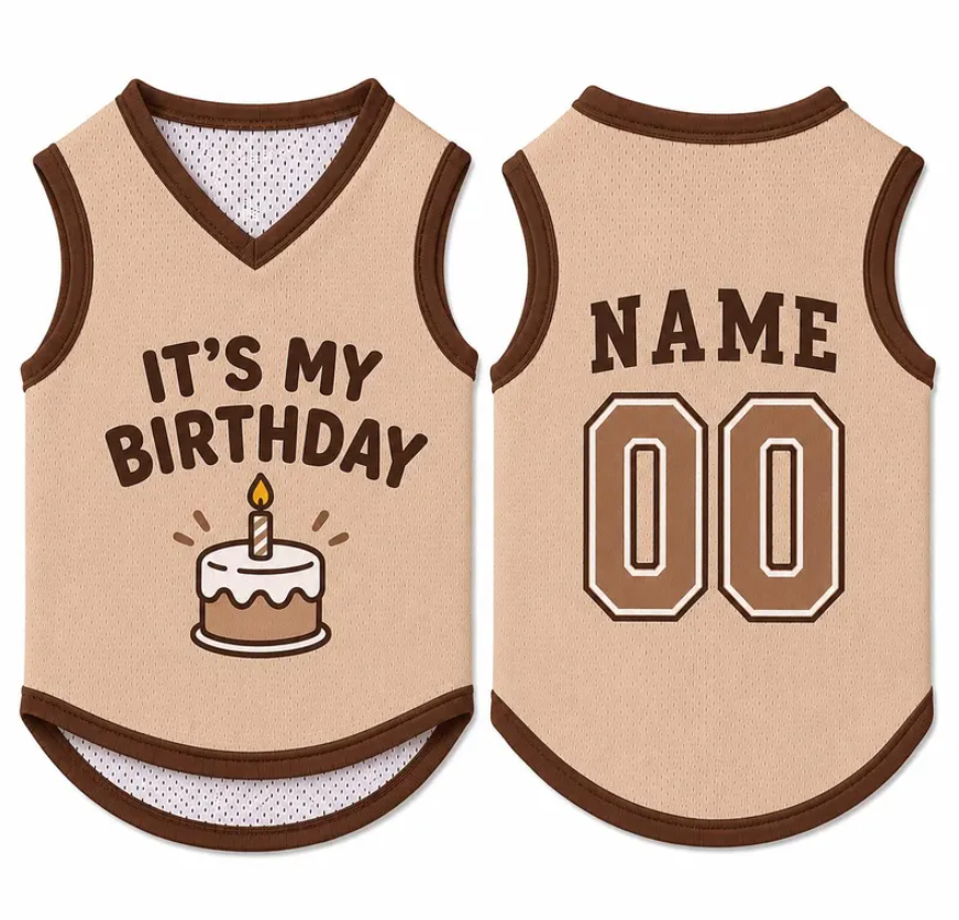 Custom Dog Birthday Jersey, Personalized Pet Birthday Shirt, It's My Birthday Dog Outfit, Name Number Pet Clothing, Birthday Pet Shirt