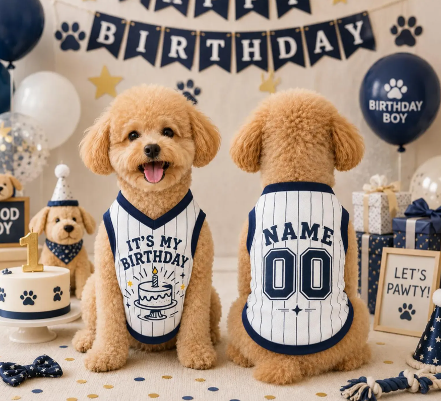 Custom Dog Birthday Jersey, Personalized Pet Birthday Shirt, It's My Birthday Dog Outfit, Name Number Pet Clothing, Birthday Pet Shirt
