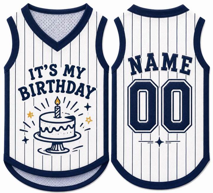 Custom Dog Birthday Jersey, Personalized Pet Birthday Shirt, It's My Birthday Dog Outfit, Name Number Pet Clothing, Birthday Pet Shirt