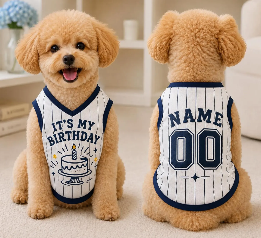 Custom Dog Birthday Jersey, Personalized Pet Birthday Shirt, It's My Birthday Dog Outfit, Name Number Pet Clothing, Birthday Pet Shirt