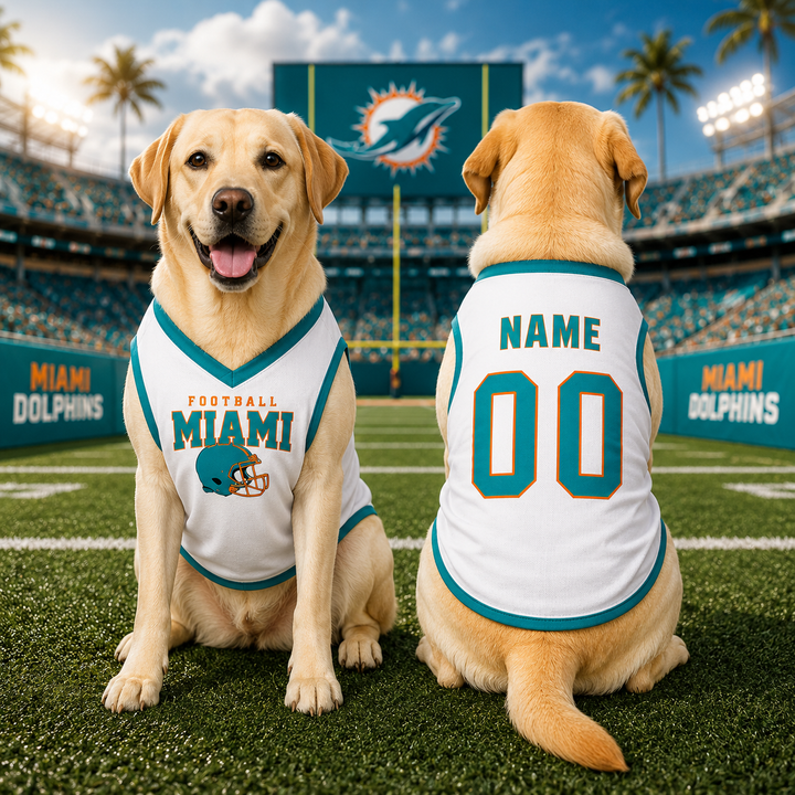 Custom Dog Football Jersey Personalized Pet Jersey Shirt with Name & Number, V Neck Sleeveless Dog Sports Shirt
