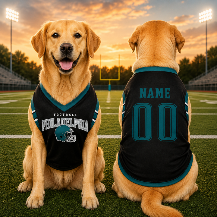 Custom Dog Football Jersey Personalized Pet Sports Shirt with Name & Number, Sleeveless V-Neck Dog Jersey, Puppy Game Day Apparel