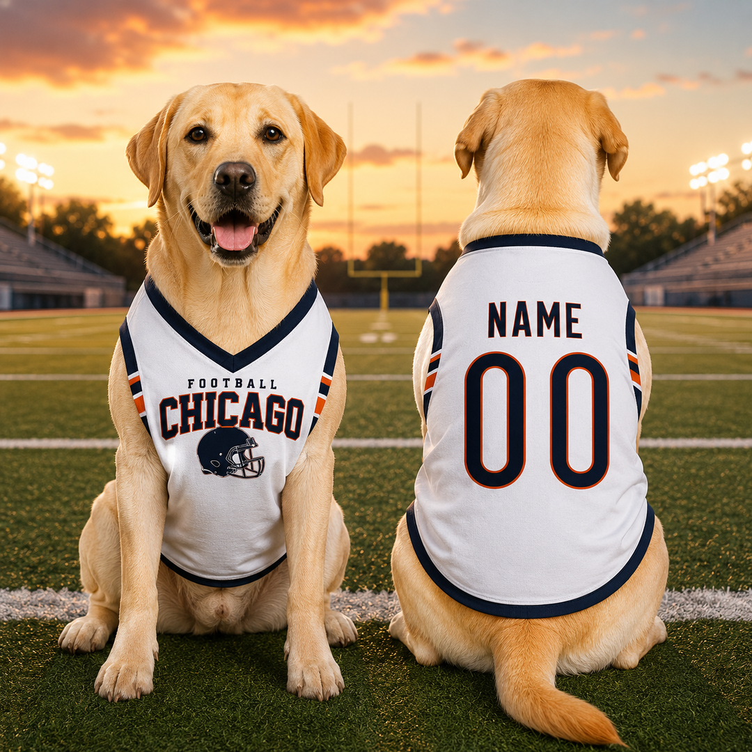Custom Dog Football Jersey Personalized Pet Sports Shirt with Name & Number, Sleeveless V Neck Dog Jersey, Custom Puppy Game Day Apparel