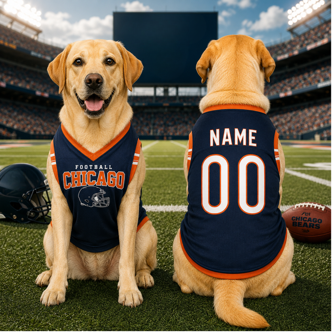 Custom Dog Football Jersey Personalized Pet Sports Shirt with Name & Number, Sleeveless V Neck Dog Jersey, Custom Puppy Game Day Apparel