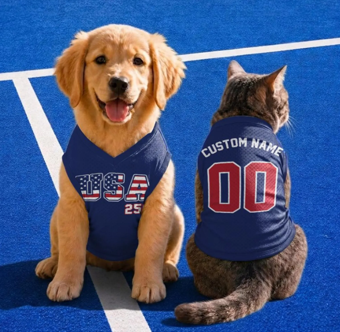 Custom Dog Jersey, Personalized American Flag Shirt For Pet, 4th of July Shirt, USA Pet Jersey, Personalized Pet Basketball Jersey,Dog Shirt