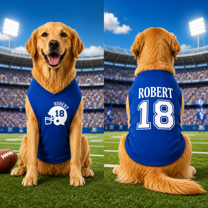 Custom Dog Jersey with Name and Number, Personalized Pet Football Shirt, Sports Dog Apparel, Game Day Puppy Outfit Gift