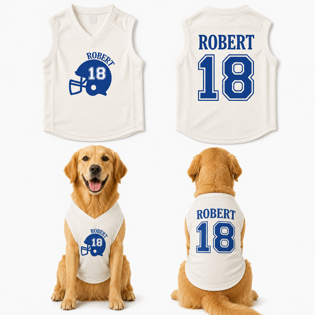 Custom Dog Jersey with Name and Number, Personalized Pet Football Shirt, Sports Dog Apparel, Game Day Puppy Outfit Gift