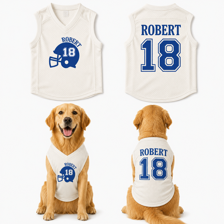 Custom Dog Jersey with Name and Number, Personalized Pet Football Shirt, Sports Dog Apparel, Game Day Puppy Outfit Gift