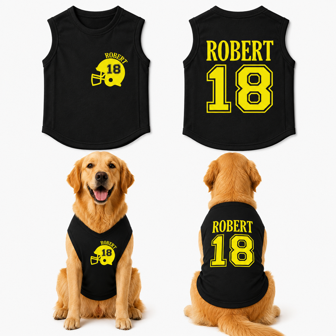 Custom Dog Jersey with Name and Number, Personalized Pet Football Shirt, Sports Dog Apparel, Game Day Puppy Outfit Gift