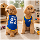 Custom Dog Jersey Shirt – Personalized Pet Sports Vest with Name & Number | Cute Red Mesh Puppy Outfit Gift