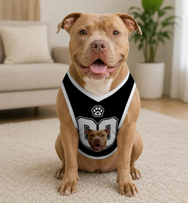 Custom Jersey for Dogs and Cats, Personalized Pet Shirt with Name and Number, Red Athletic Pet Outfit, Heat Press Football Dog Clothes