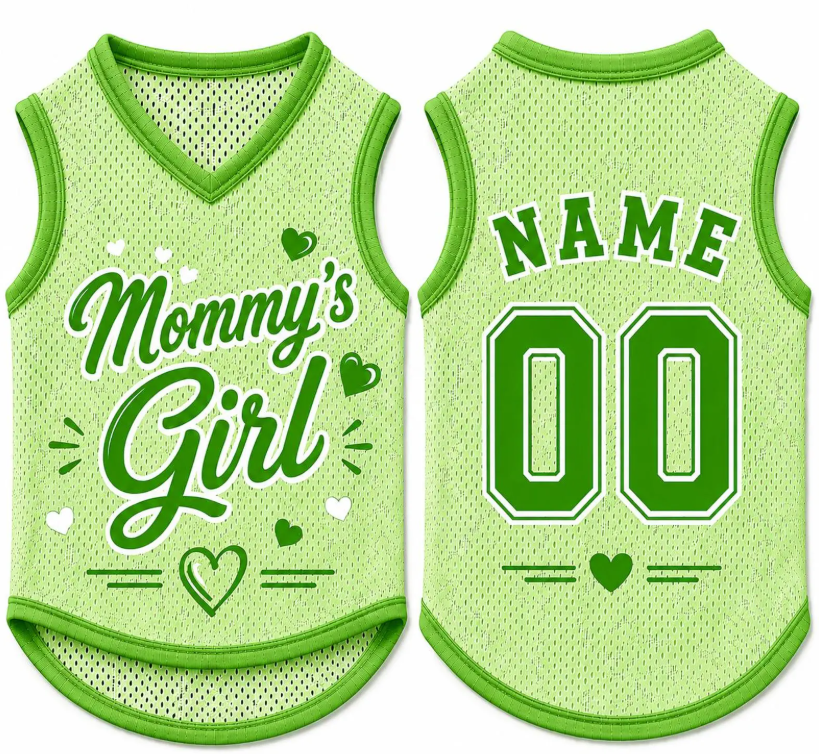 Custom Mommy’s Girl Dog Jersey, Personalized Pink Pet Shirt, Dog Mom Gift, Name Number Dog Outfit, Cute Pet Clothing, Pet Girl Clothing
