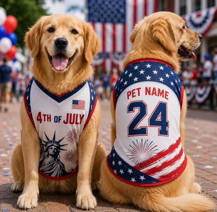 USA 250th Anniversary Dog Jersey, Patriotic Pet Shirt, 1776 2026 Liberty Puppy Outfit, 4th of July Dog Clothes