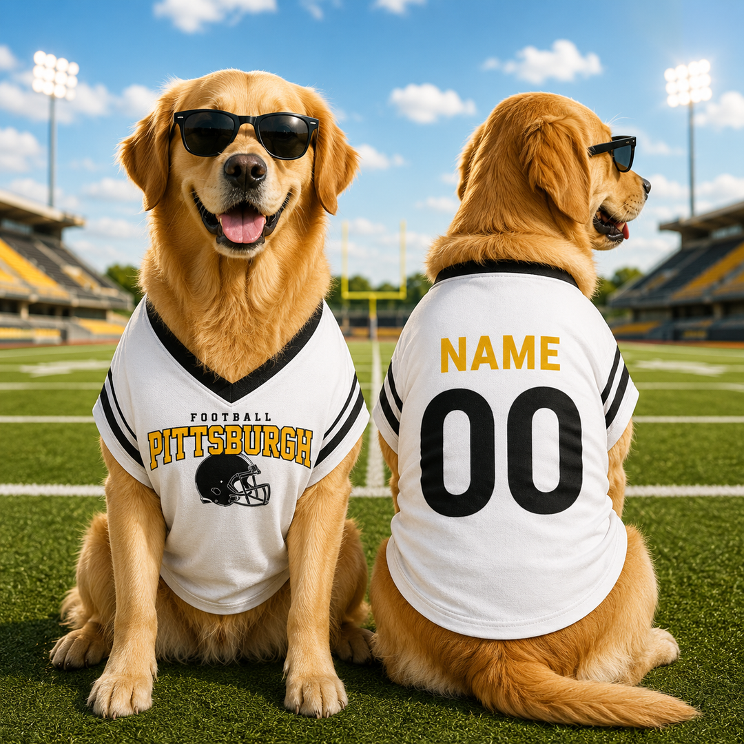 Personalized Dog Football Jersey, Custom Pet Jersey with Name and Number, Sleeveless Sports Shirt for Dogs