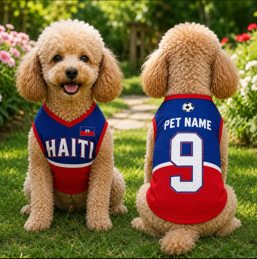 Personalized Haiti Pet ersey - Custom Name Number Soccer Jersey For Dog, Cat - Football Fan Shirt