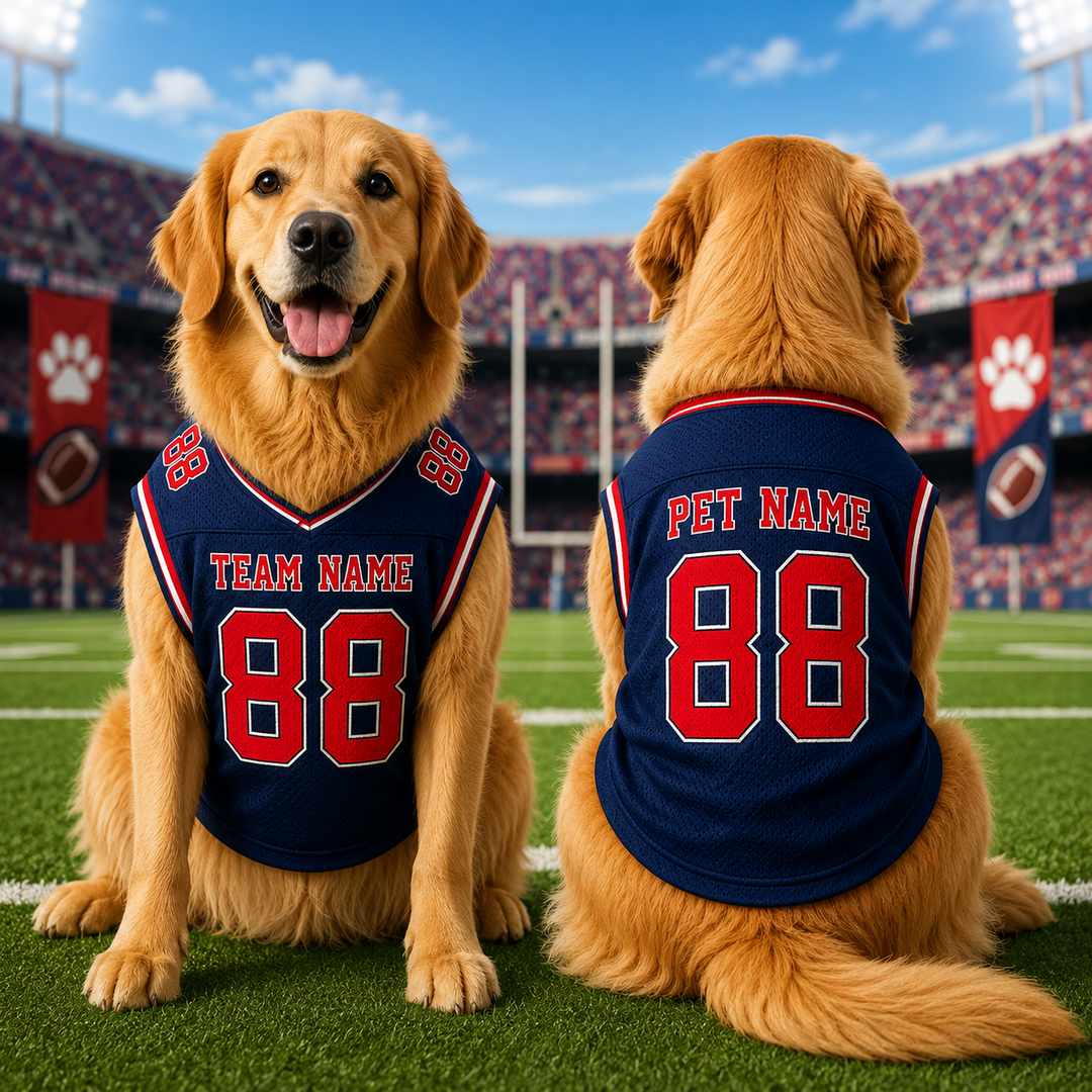 Personalized Pet Football Jersey, Custom Dog Jersey, Dog Shirt with Pet Name and Number, Football Fan Pet Apparel Gift