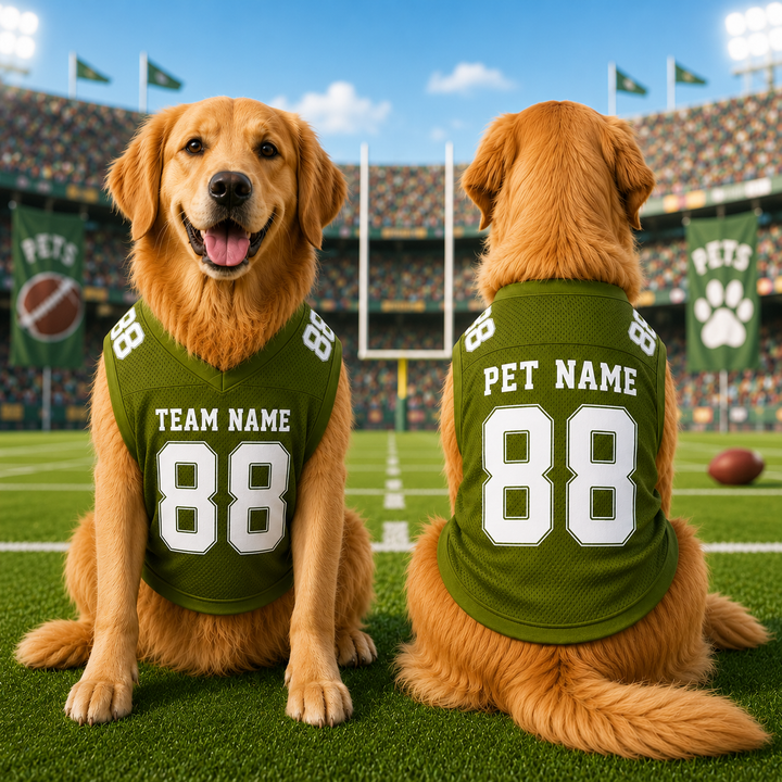 Personalized Pet Football Jersey, Custom Dog Jersey, Dog Shirt with Pet Name and Number, Football Fan Pet Apparel Gift