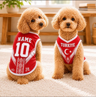 Personalized Turkiye Pet Soccer Jersey, Soccer Outfit for Dogs Cats, Turkiye Football Shirt, Cute Puppy Sportswear