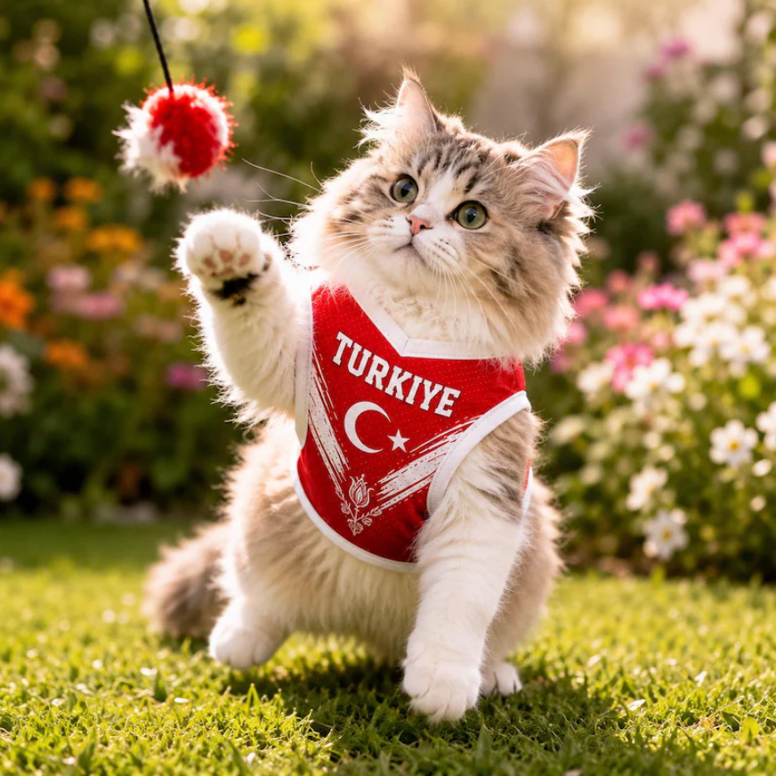Personalized Turkiye Pet Soccer Jersey, Soccer Outfit for Dogs Cats, Turkiye Football Shirt, Cute Puppy Sportswear