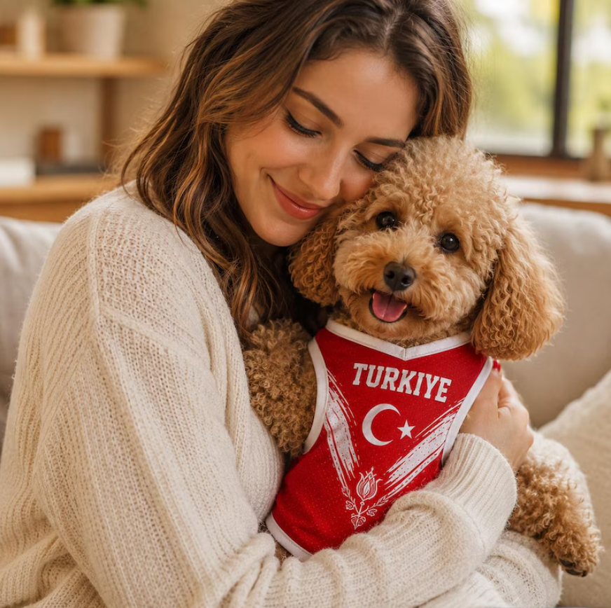 Personalized Turkiye Pet Soccer Jersey, Soccer Outfit for Dogs Cats, Turkiye Football Shirt, Cute Puppy Sportswear