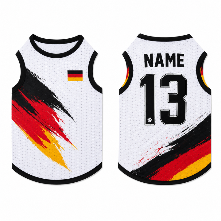 Pet Soccer Germany Jersey, Team Dog Shirt, Game Day Outfit for Dogs, Football Cat Clothes, Custom Name Number Puppy Football Jersey