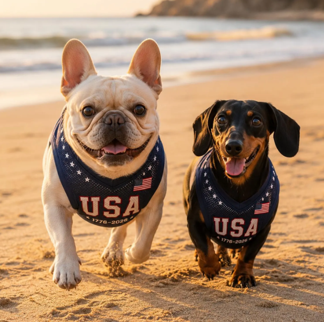 USA 250th Anniversary Dog Jersey, Patriotic Pet Shirt, Custom Name Number Puppy Outfit, 4th of July Dog Clothes