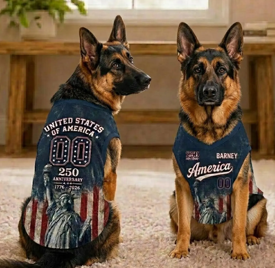 USA 250th Anniversary Dog Jersey, Patriotic Pet Shirts, 1776 2026 Liberty Puppy Outfit, 4th of July Dog Clothes
