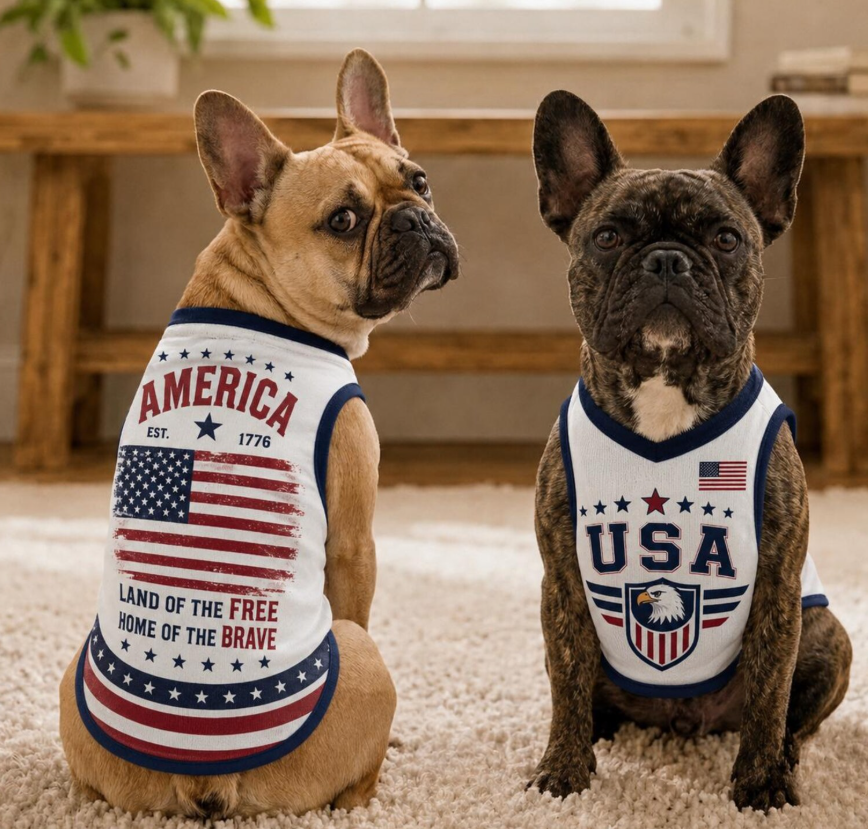 USA Patriotic Dog Jersey, American Flag Pet Shirt, Independence Day Dog Clothes, 4th of July Puppy Outfit, USA Pet Apparel