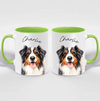 Custom pet mug - lime green accent